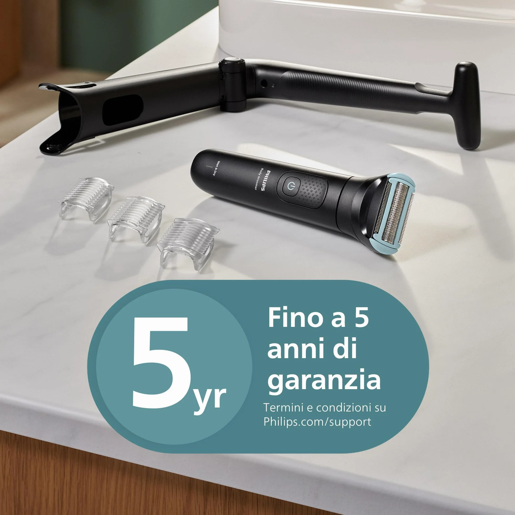 Philips Bodygroom Series 5000 BG5480/15 Rifinitore Uomo Tripla Protezione Impermeabile 100% 100 Minuti Autonomia