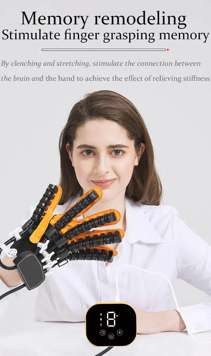 Guanti Robot per Riabilitazione, Dispositivo Elettrico per L'allenamento Della Mano Con Il Dito, Attrezzatura per Il Recupero Del Colpo Della Mano Da 1-9 Livelli