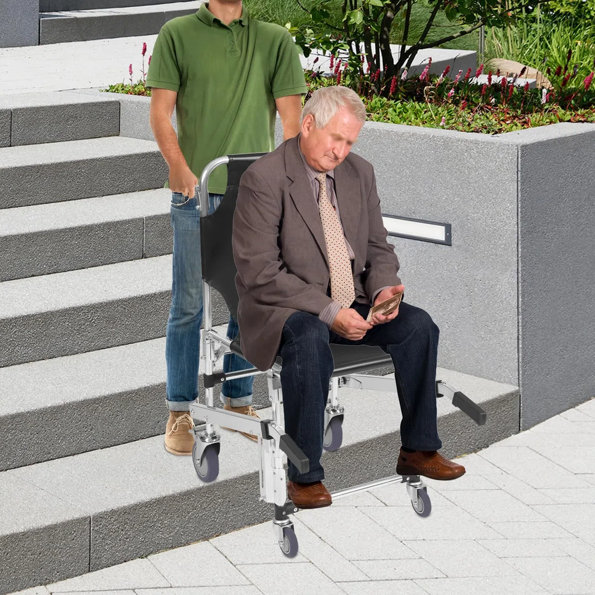 MINRS EMS - Sedia per scale, pieghevole, 160 kg, per il trasferimento di pazienti o persone con mobilità limitata