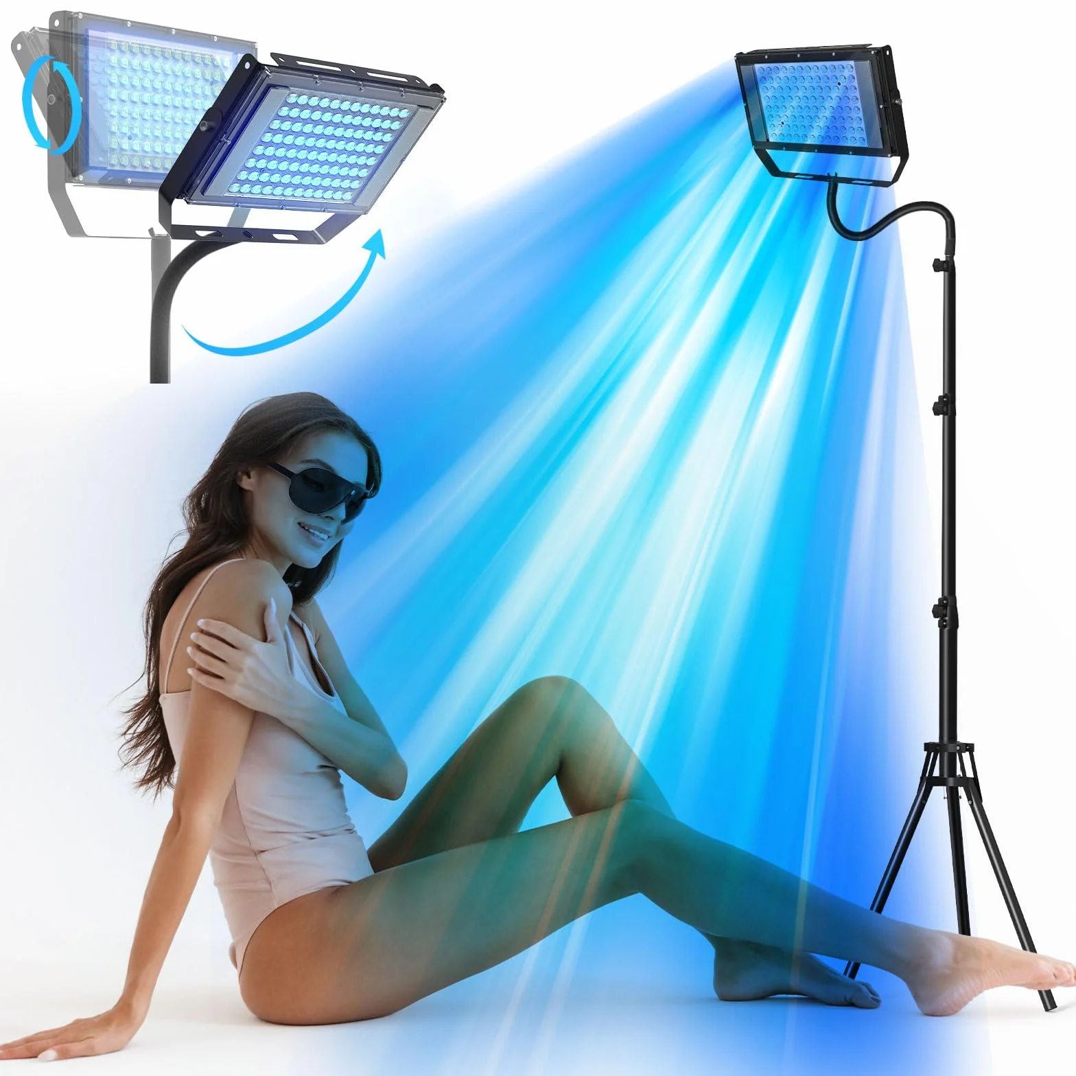 Lampada abbronzante per casa 460 & 480 NM luce blu terapia Solarium 2 modalità costante+pulsante 5 livelli di luminosità