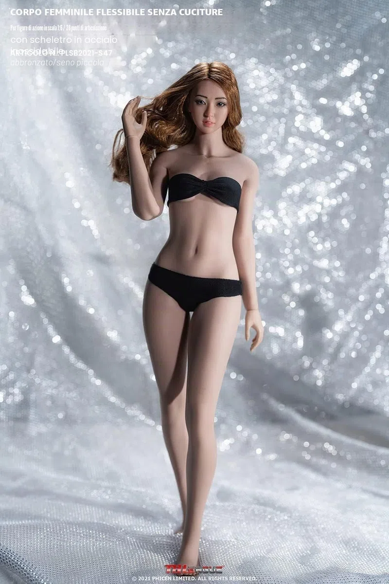 Bambola Suntan femminile super flessibile in scala 1/6, corpo senza cuciture, 28 punti di articolazione, con scheletro in acciaio inox, modello S47B, regalo da collezione (senza testa, piedi