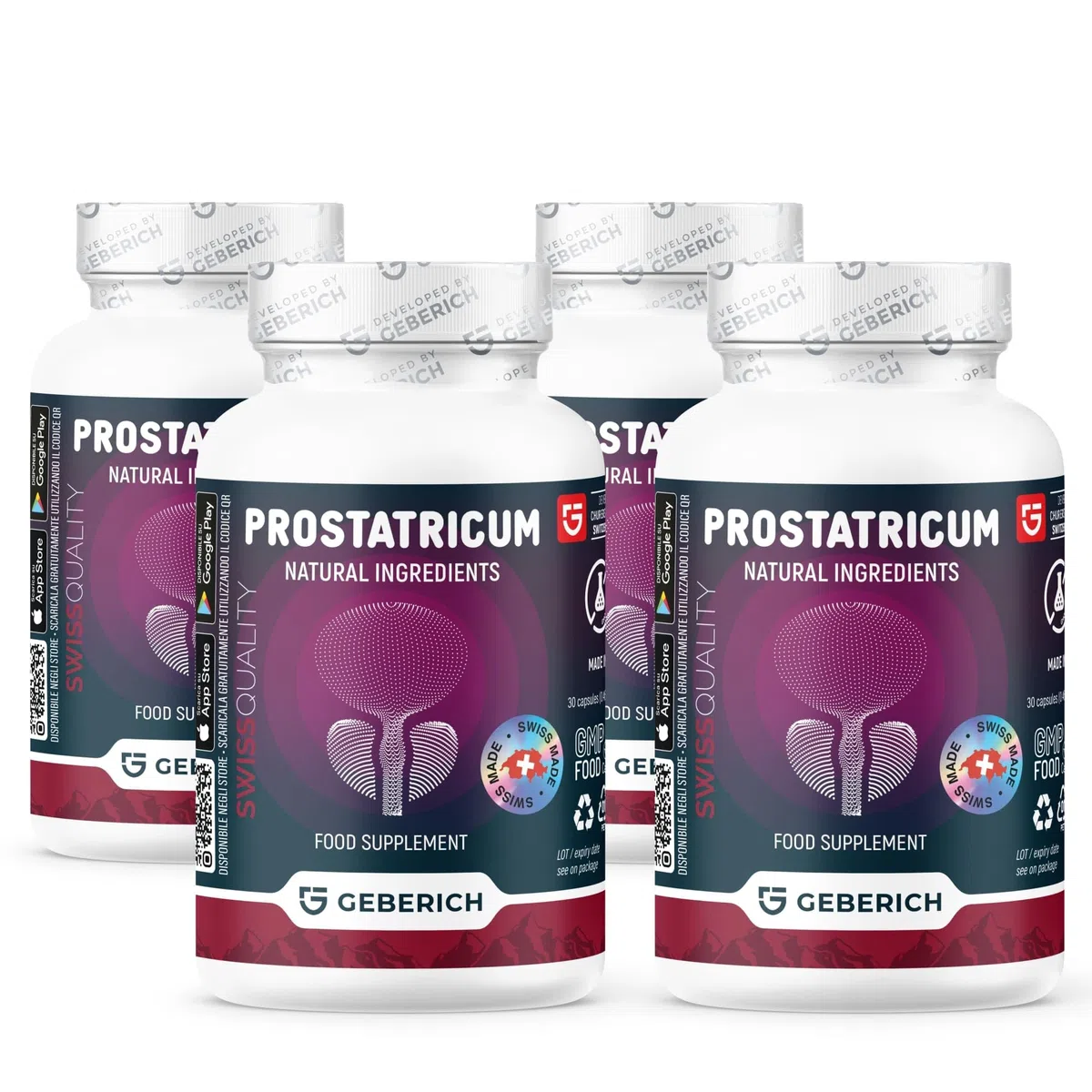 (4 Pacchi) Capsule PROSTATRICUM | Supporto delle Vie Urinarie | Serenoa Repens 480mg + Echinacea 480mg | Supporto per la Prostata | con Ginkgo Biloba, Licopene e Zinco | 30 Capsule