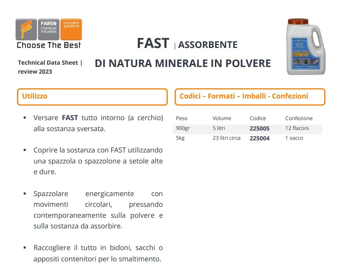 Faren FAST,Polvere Assorbente di Natura Minerale,ideale per pulire QUALSIASI liquido(come Oli,Vernici,Acidi,Grassi),Ecologico, 5Kg (4)