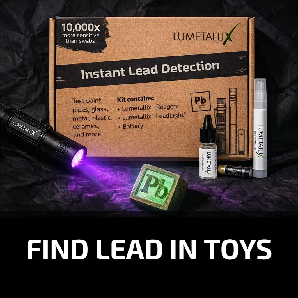 Lumetallix: Kit per il test istantaneo del piombo per piatti, vernice, ceramica, vetro, giocattoli | Rapido, facile e sicuro da usare, rilevamento affidabile del piombo | Il test del piombo luminoso
