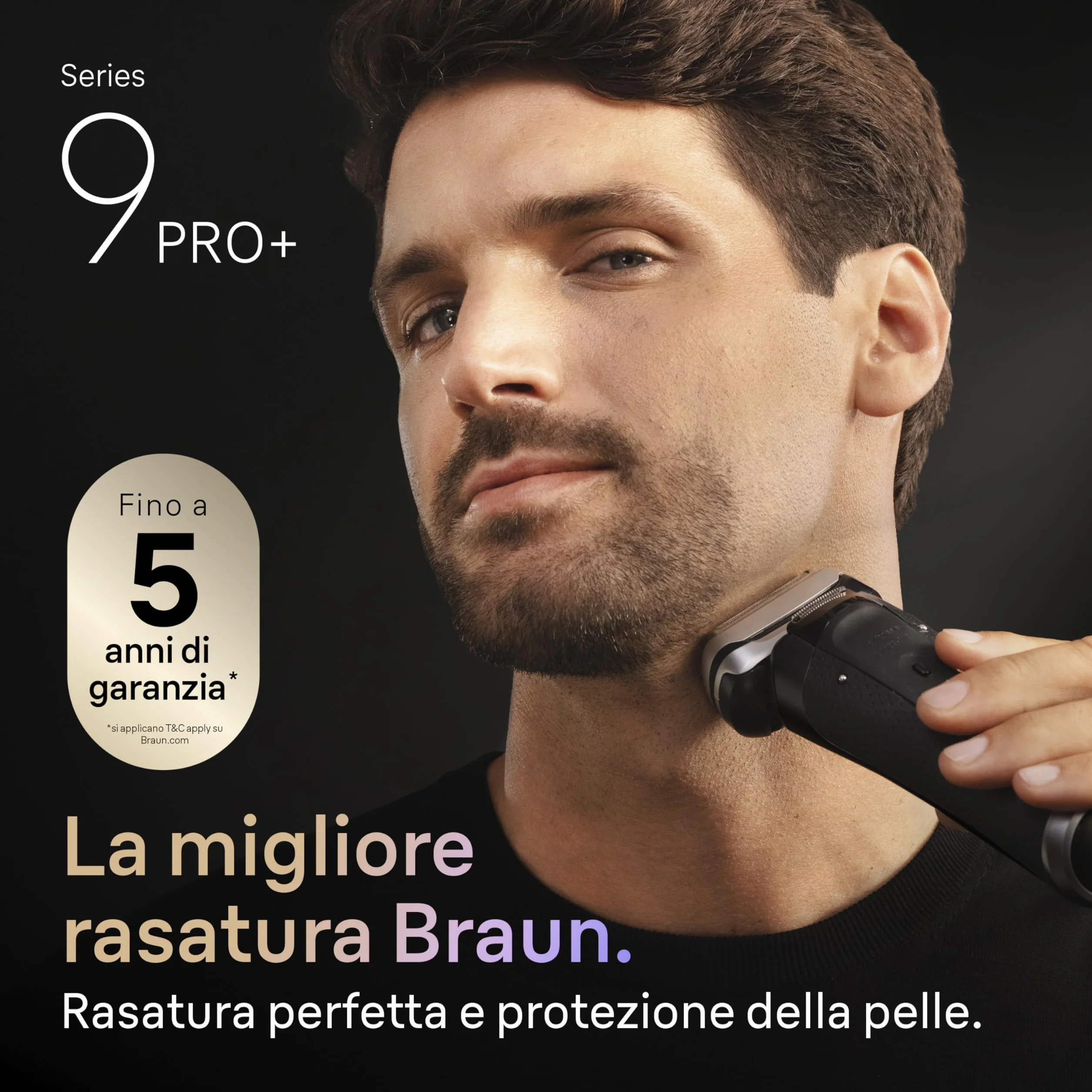 Braun Serie 9 Pro+ Rasoio Elettrico Barba Wet&Dry 5+1 Lame Ultra Sottili Tecnologia Pro Sensoadapt 60 Min Base di Ricarica Nero