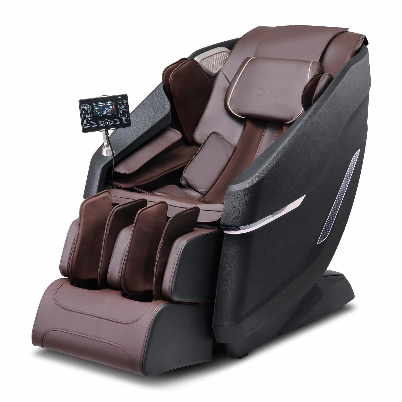 VEVOR Poltrona Massaggiante con Binario SL flessibile, Poltrona Reclinabile 3D Zero Gravità Shiatsu, Varie Modalità Automatiche, Riscaldamento, Altoparlante Bluetooth, Airbag, Rullo Poggiapiedi