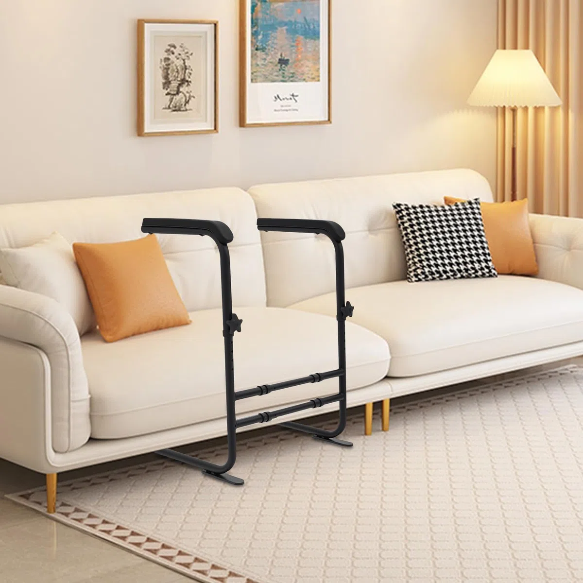 Sollevamento per divano/letto/toilette, dispositivo di sollevamento antiscivolo per anziani con manico largo, regolabile in altezza e larghezza per pazienti e disabili, fino a 204 kg (nero)