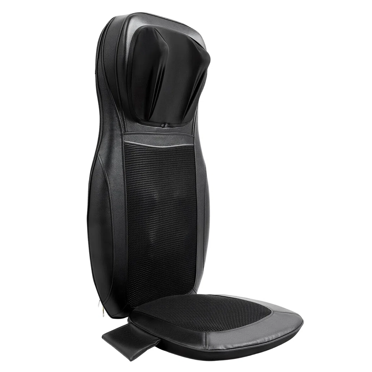 Cuscino massaggiante con calore Shiatsu, cuscino massaggiante con impasto, rullo, vibrazione e compressione dell'aria, 3 modalità massaggio, 4 motori vibranti (nero)