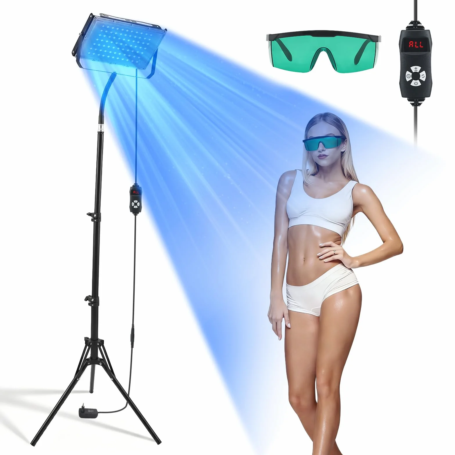 Lampada abbronzante 30W 3 modalità 5 livelli luminosità viso corpo timer regolazione altezza