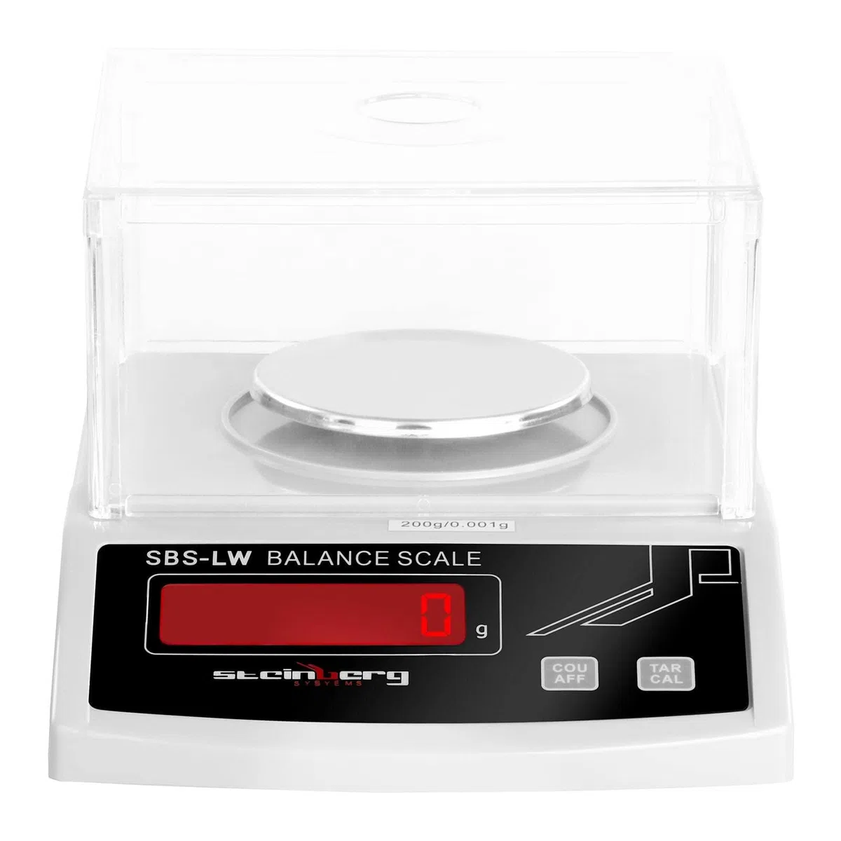 Steinberg Systems Bilancia di precisione Bilancia per pesare SBS-LW-200N (200 g, Accuratezza di 0,001 g, Display al LED, Copertura in vetro, Numerose funzioni)