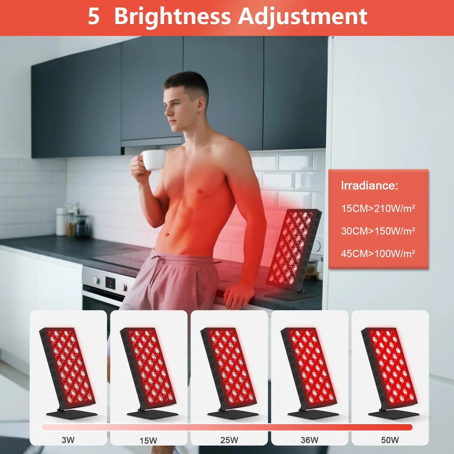 Lampada a luce rossa 50W con ventola di raffreddamento timer 10/20/30 min 5 luci rosse