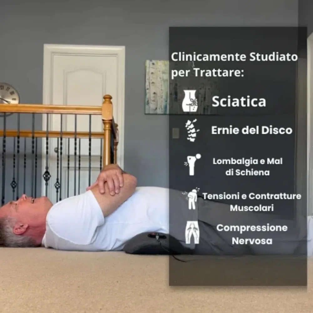 dorsanova Cuscino Lombare Massaggiante 3-in-1 Ricaricabile con Calore, Vibrazione e Trazione - Ergonomico per Ufficio, Casa e Viaggi