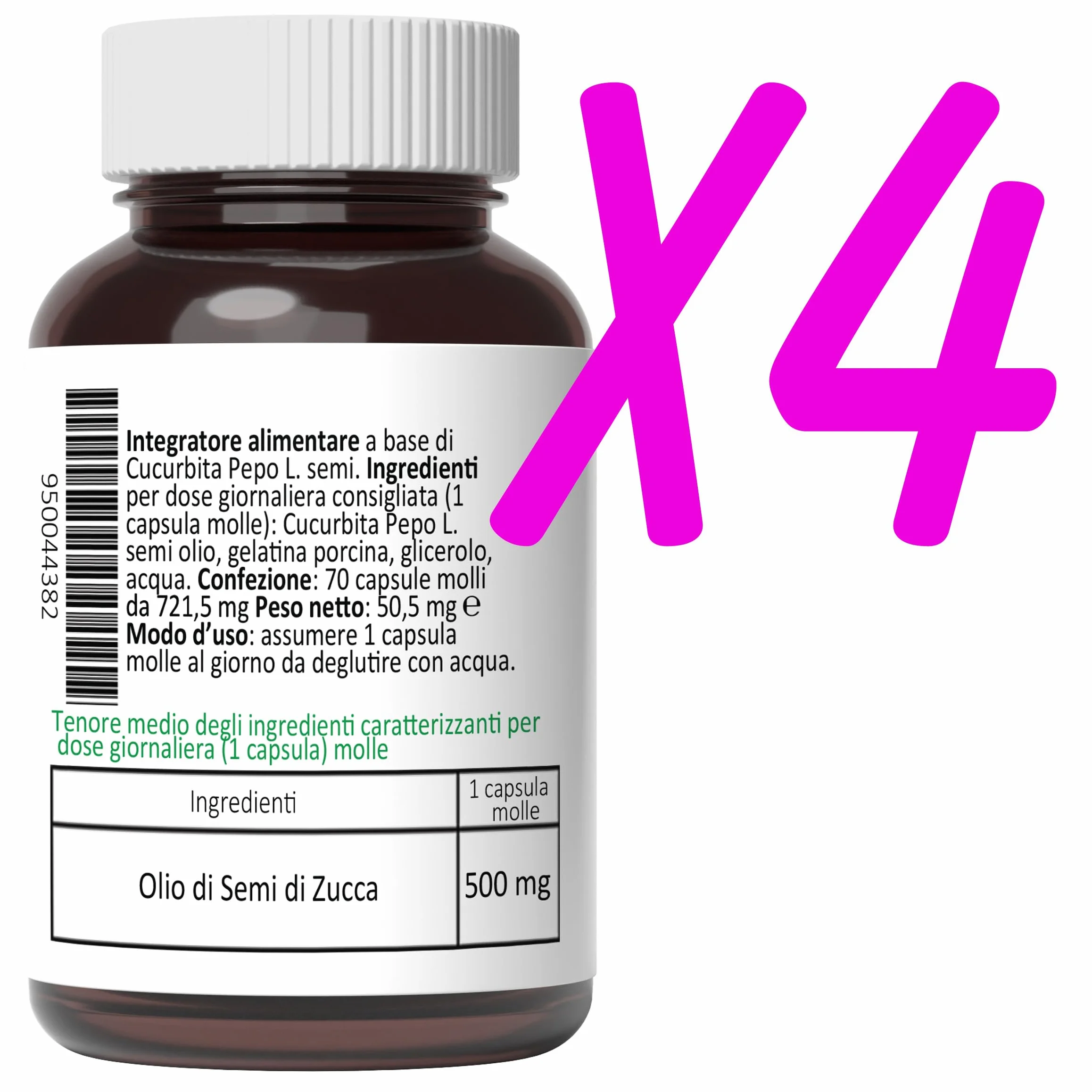 Semi di Zucca Olio Capsule Molli 280 Softgels Acido Linoleico Acido Oleico Omega 3-6-9 Olio Spremuto a Freddo