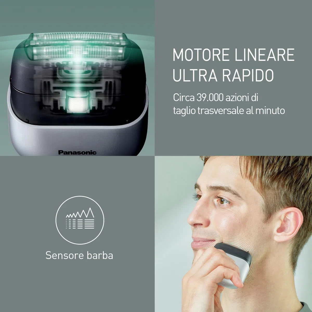 Panasonic ES-ACM3BW503 Serie 700 Rasoio Compatto a 3 Lame, Rasoio Elettrico Wet & Dry per Uomo, Sensore per la Barba, Impermeabile IPX7, Ricarica USB-C, Adattatore di Alimentazione USB AC, Bianco