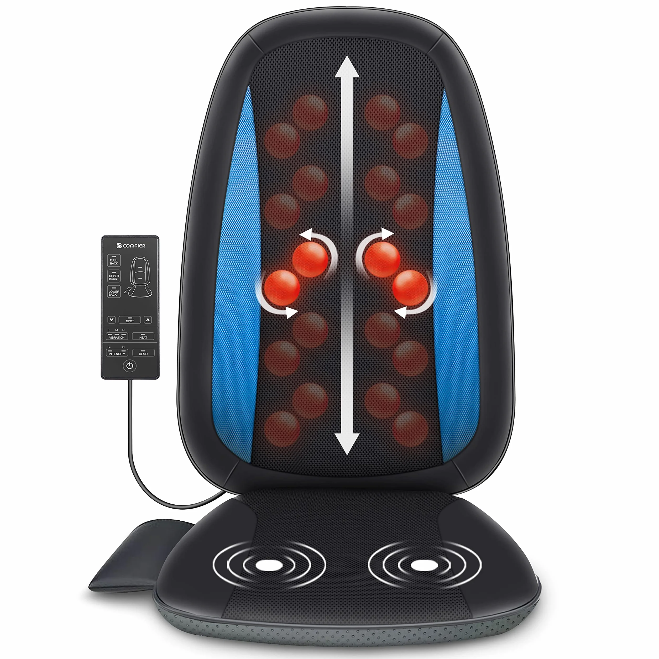 Comfier Shiatsu Massaggiatore Schiena con Calore - Cuscino Sedile Massaggiante con Impastamento Tessuto Profondi, Massaggiatore Elettrico per corpo a Casa o da Ufficio