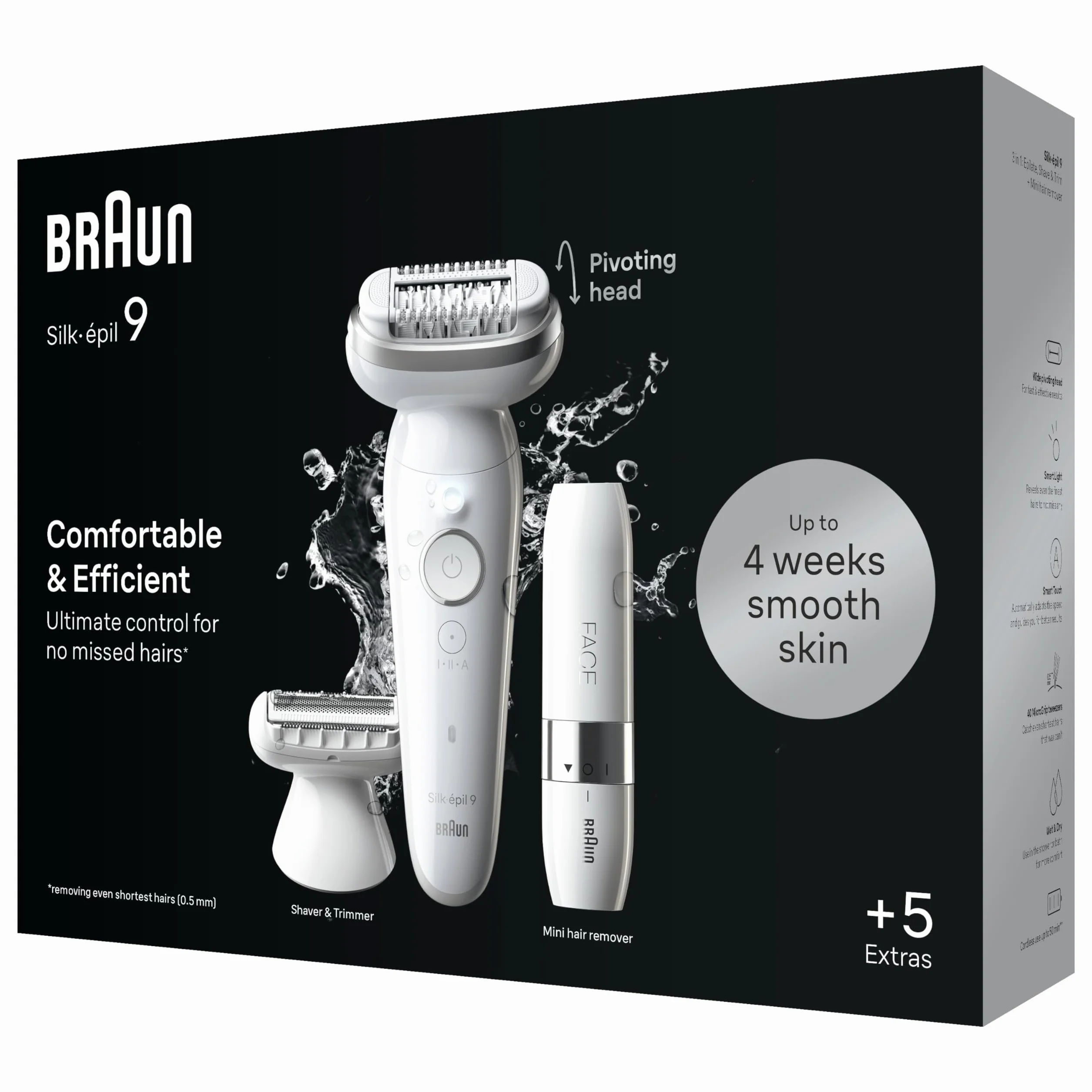 Braun Silk-épil 9 Depilatore Donna Elettrico Wet & Dry Testina Flessibile Rasoio