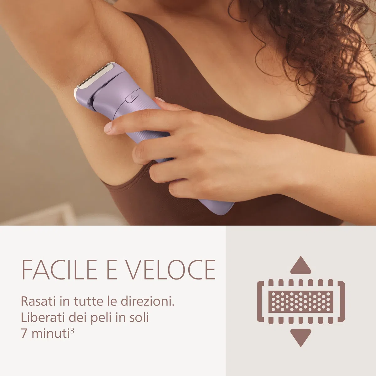 Philips Lady Shaver Serie 8000 - Rasoio senza filo, Wet & Dry, sistema di rasatura a 3 lame, testina di rasatura flessibile, luce LED, per corpo, gambe e zona bikini, modello BRL149/00
