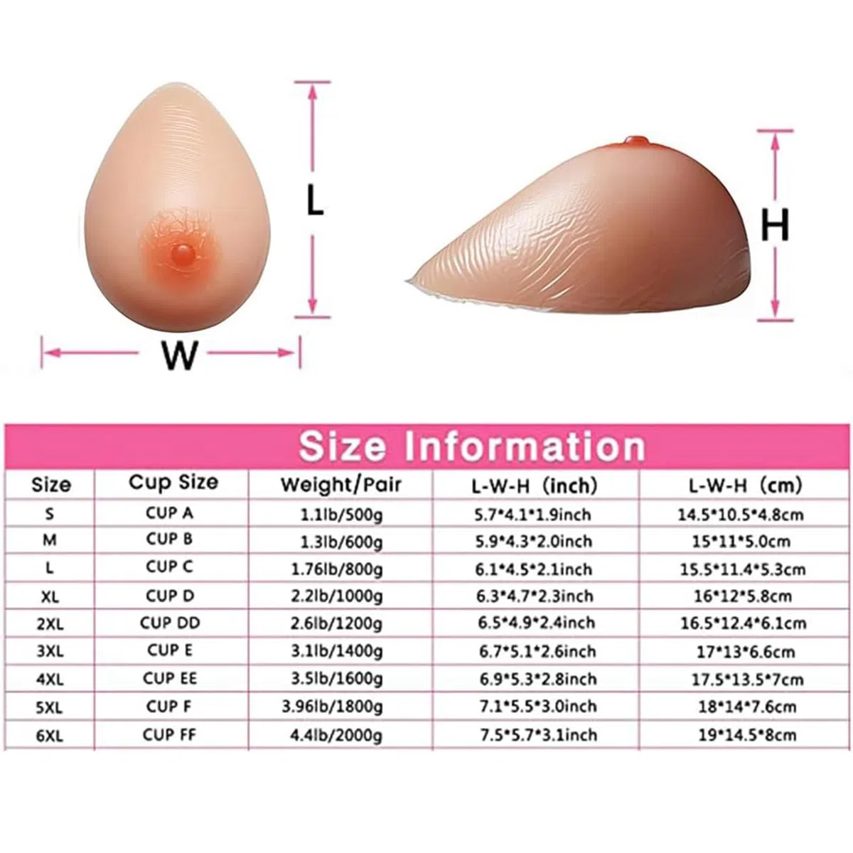 Protesi mammarie autoadesive in silicone con capezzolo realistico, protesi di miglioramento naturale for mastectomia, cosplay e travestitismo