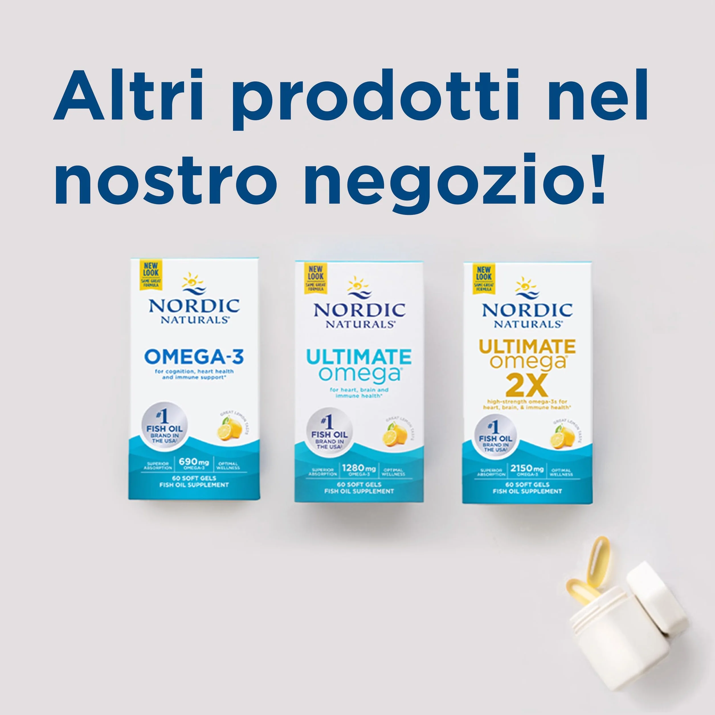 Nordic Naturals Ultimate Omega-3 1280 mg EPA DHA Gusto Limone 60 Capsule molli