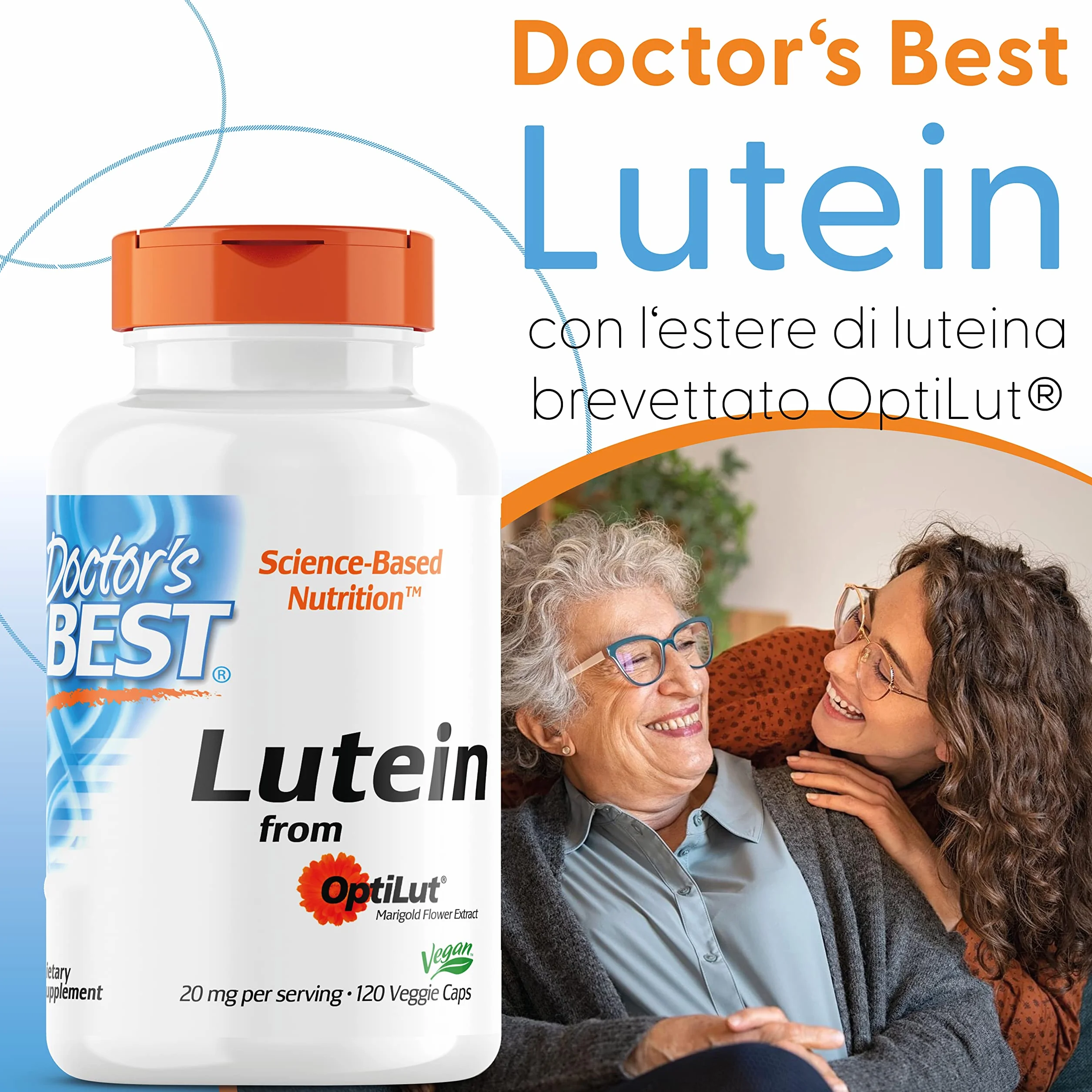 Doctor's Best Lutein con Optilut 10mg 120 Capsule Vegane Carotenoide Zeaxantina