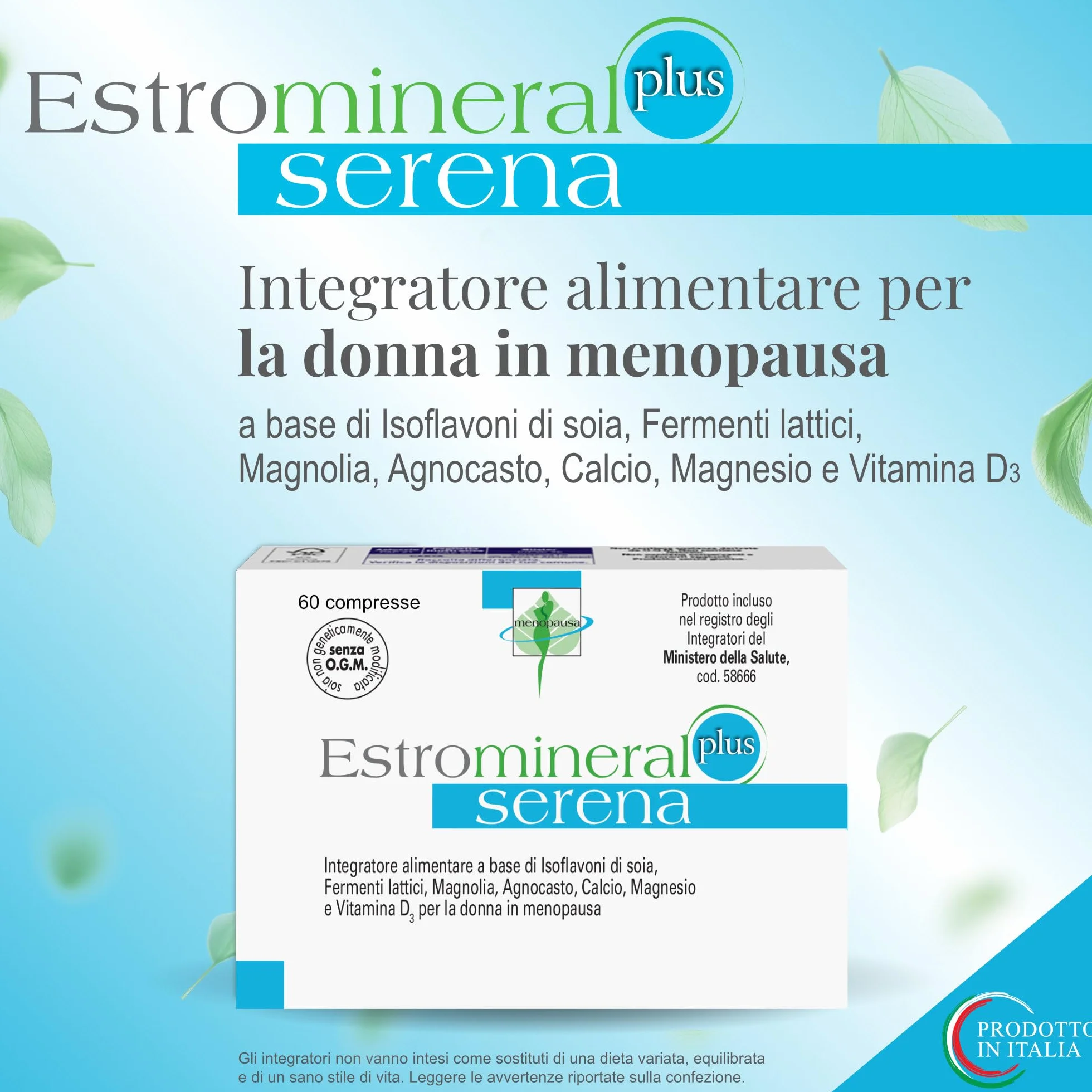 Estromineral Serena Plus Integratore Menopausa Vampate Insonnia Umore Salute Ossa Isoflavoni Soia 60 Compresse Senza Glutine Lattosio