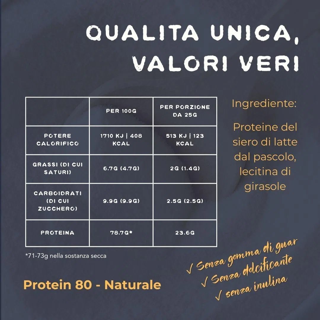 Protero Weide Whey Protein 80 | Polvere proteica neutra in latte di salice da 2 kg | Proteine senza additivi artificiali, senza soia