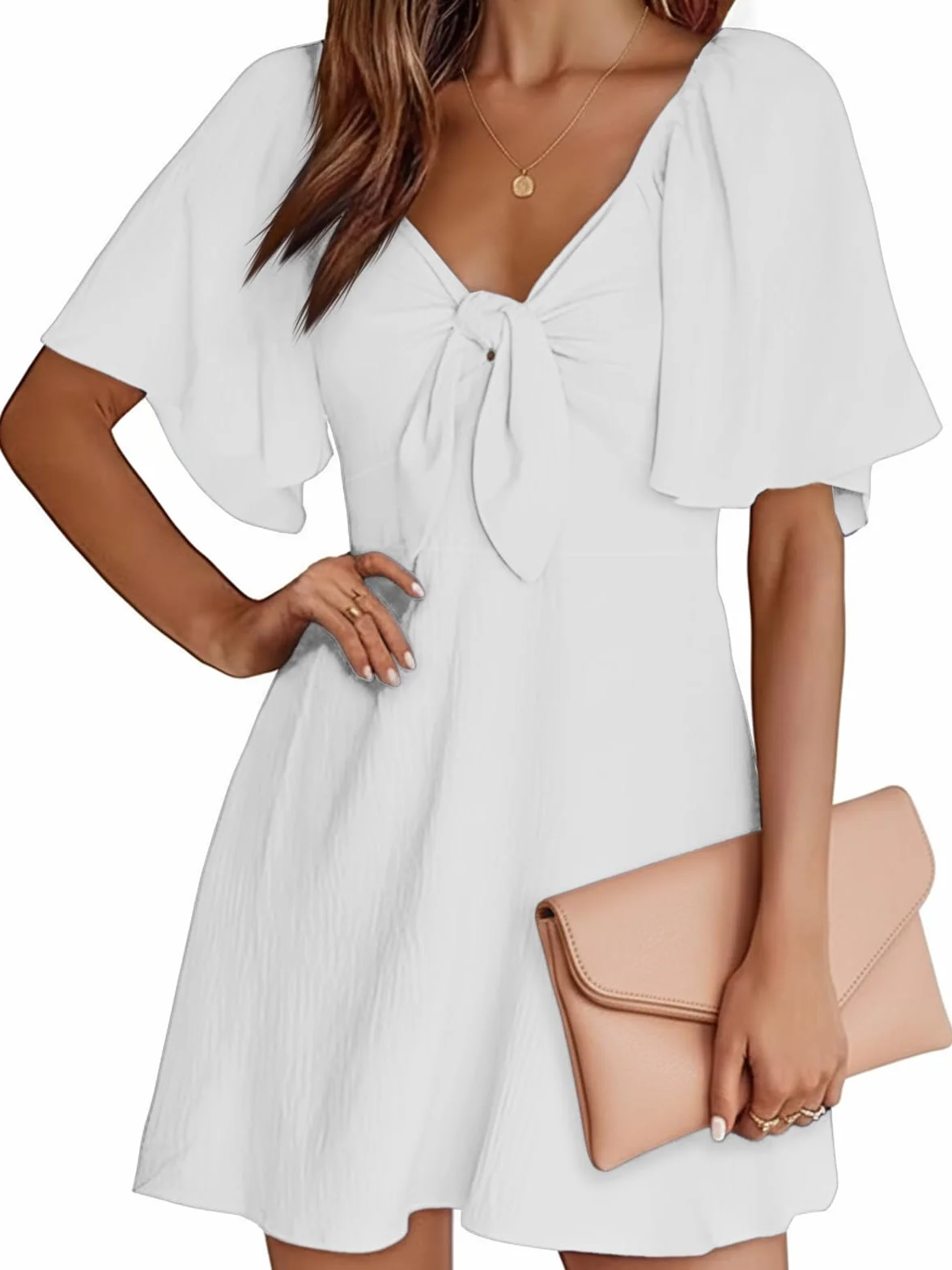 Cicy Bell Donna Abito Sexy Profondo Scollo a V Mini Manica Corta Elegante Estivo