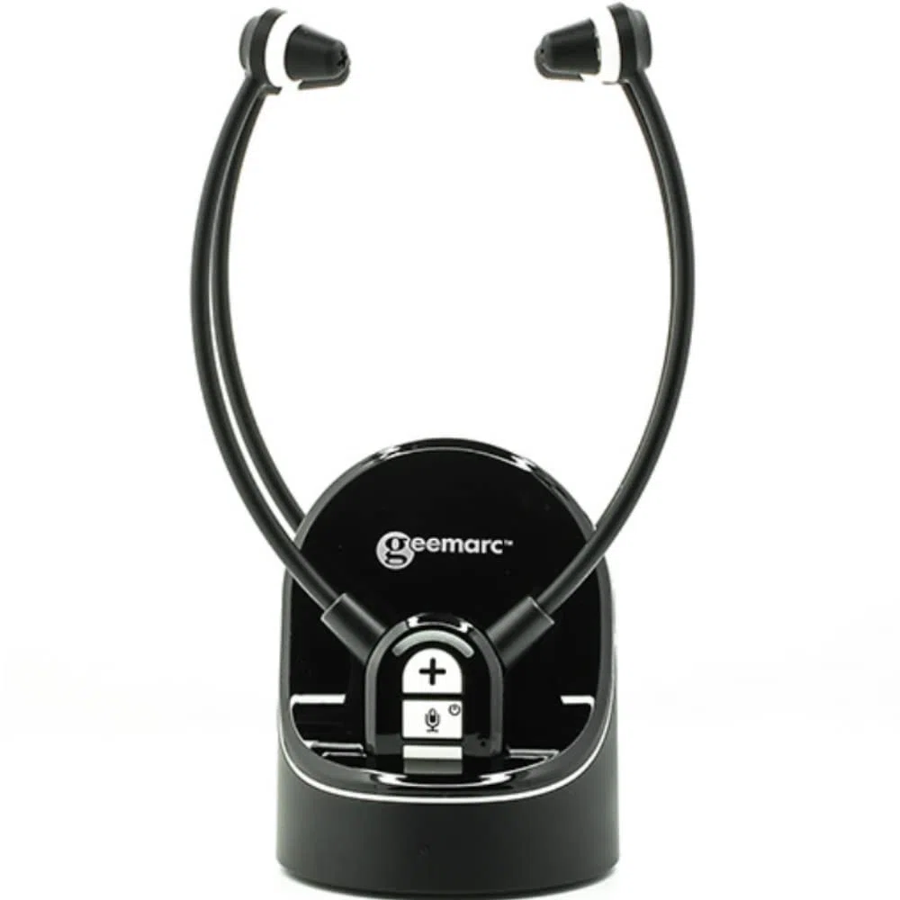 Geemarc CL7370 Opti Duo - Cuffie TV Amplificate con Connettore Ottico - Utilizzabili come Amplificatori di Ascolto che Amplificano il Suono Ambientale - Perdita di Udito Lieve o Grave - Versione IT