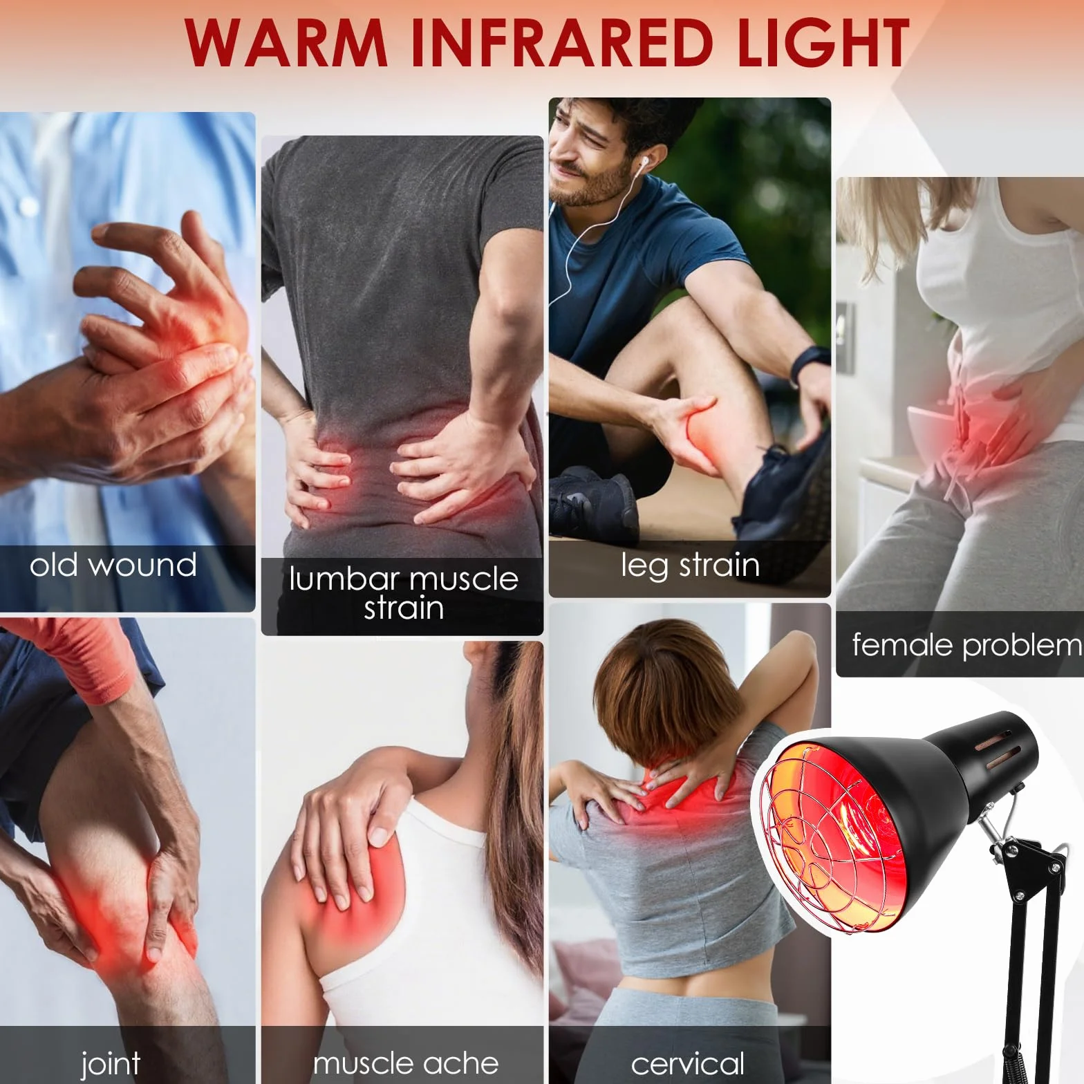 VOVIPO 150W Lampada di calore a infrarossi con timer e controllo temperatura, braccio regolabile