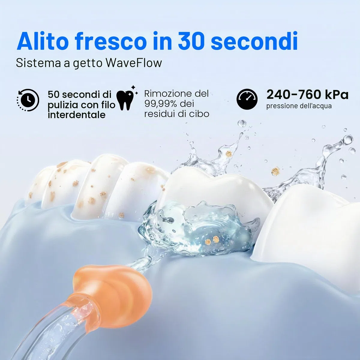 usmile C10 Idropulsore Dentale Portatile - 95 Giorni Durata Della Batteria, 4 Modalità Pulizia, Serbatoio da 180 ml, Impermeabile IPX7, Ideale per Viaggi, Parentesi Graffe, Impianti e Gengive