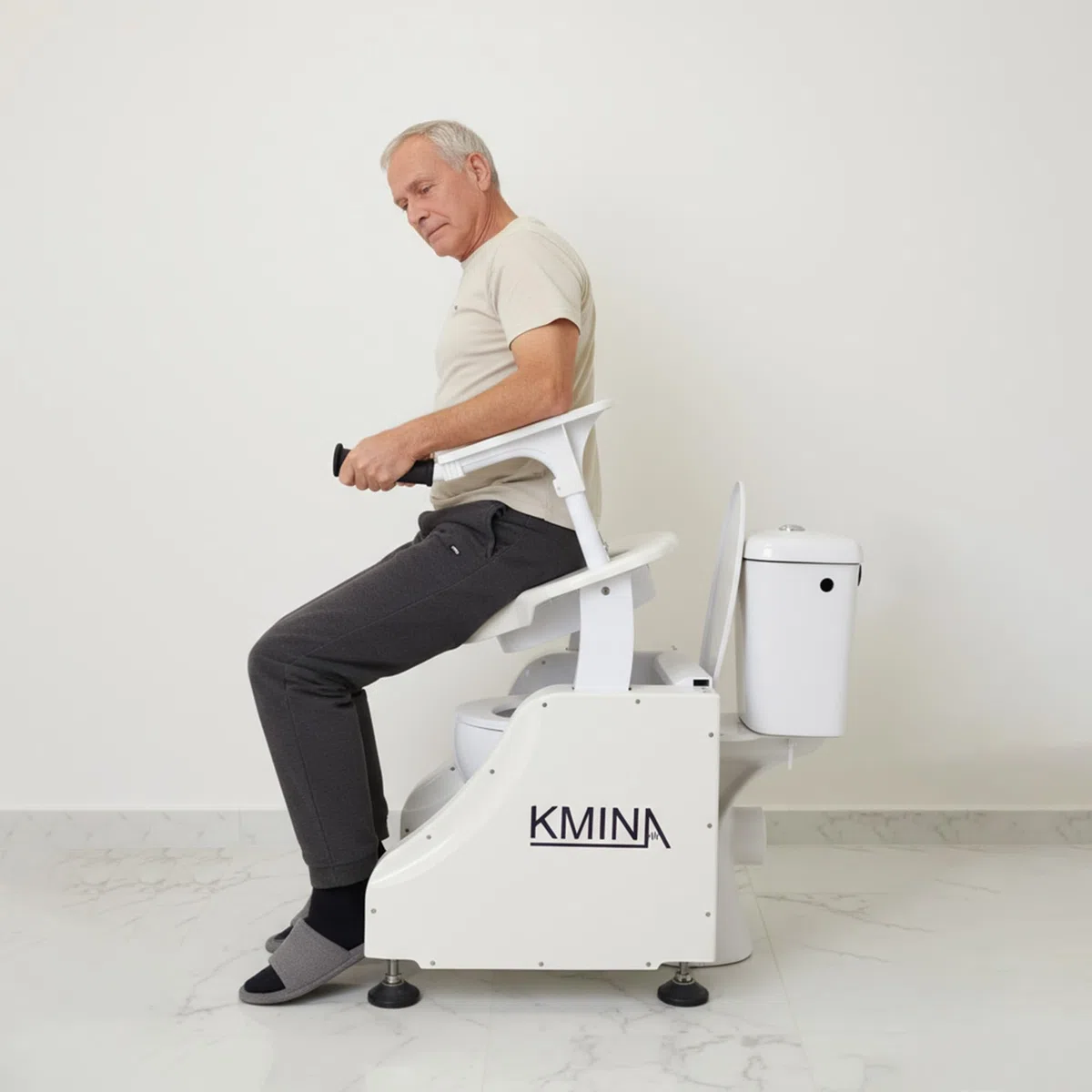 KMINA Rialzo WC per Anziani Elettrico Inclinabile, Alzawater con Coperchio, Supporto Water Bagno Disabili - Modello PRO