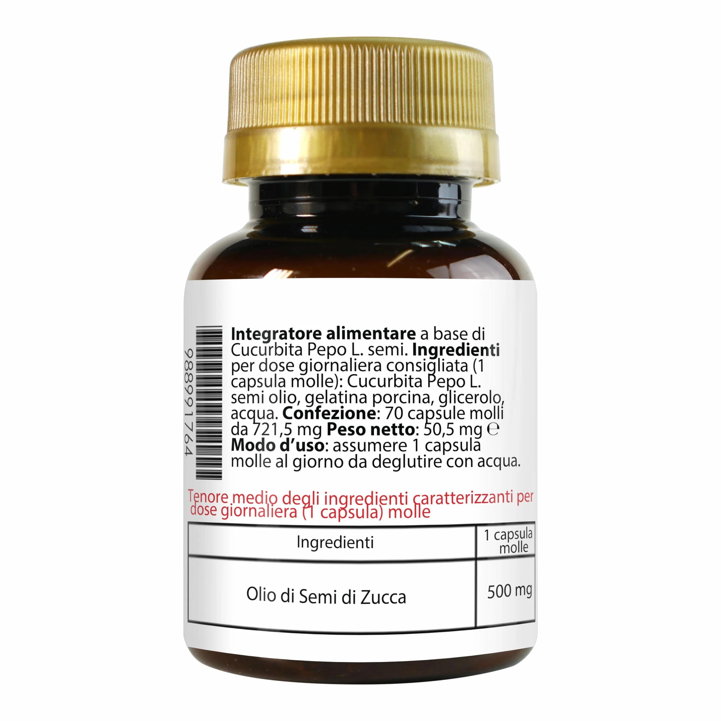 Semi di Zucca 2100 Softgels Olio Spremuto a Freddo Omega 3 6 9 Acido Linoleico Oleico