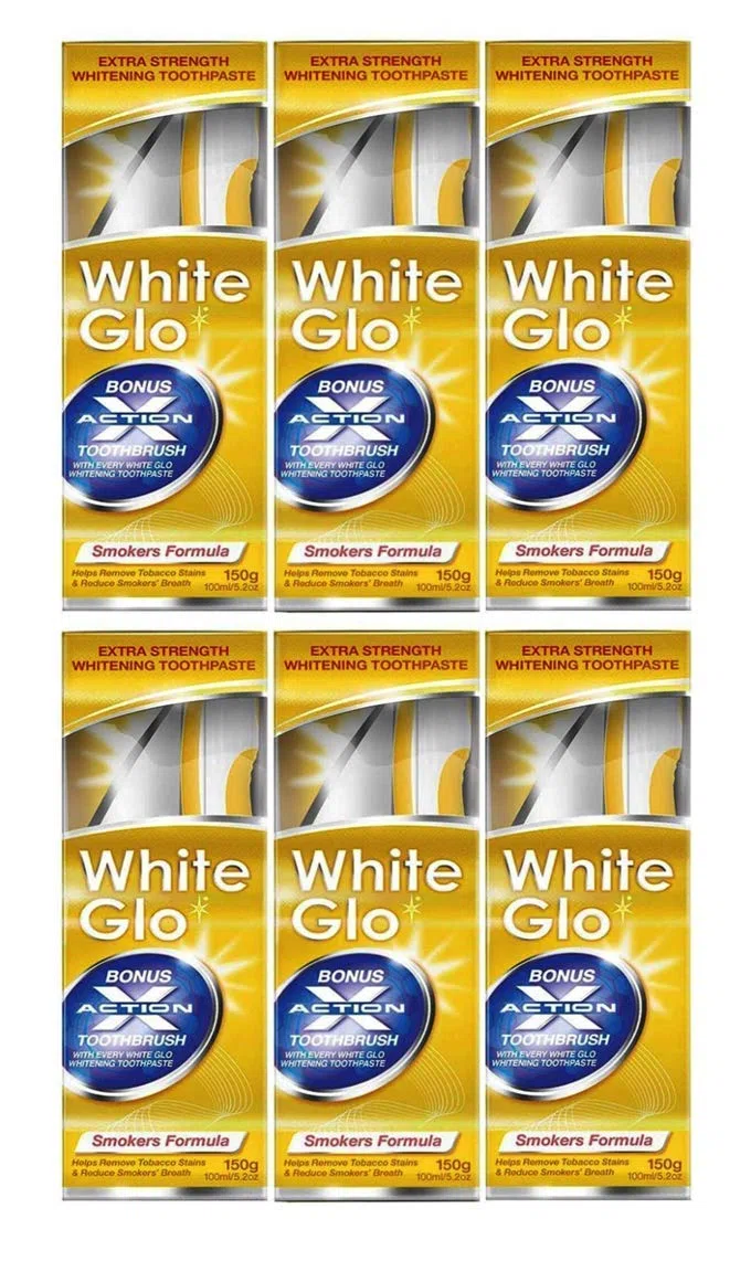 White Glo I Fumatori Formula Dentifricio Sbiancante (100ml) (Confezione da 6)