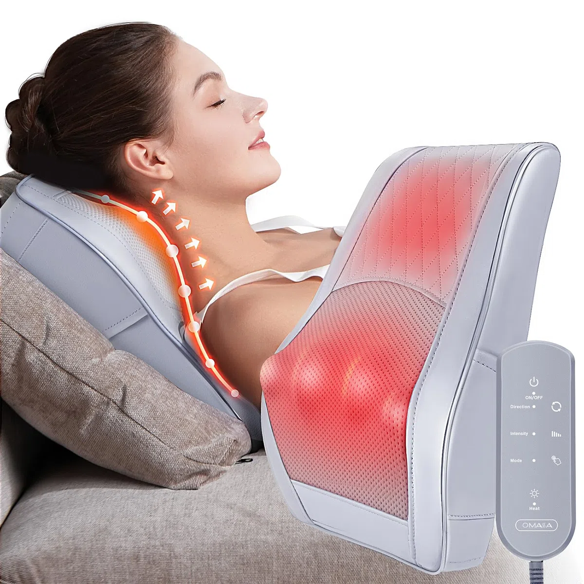 Massaggiatore per la schiena con calore, cuscino per il massaggio shiatsu del collo per il rilassamento muscolare e il sollievo dal dolore