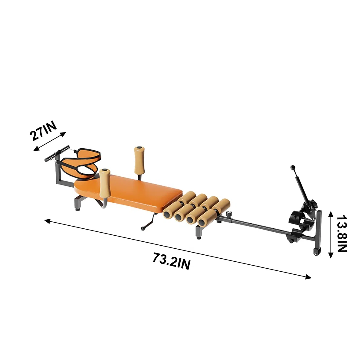 Tavolo da trazione per schiena, Macchina for Allungamento per alleviare la tensione, decompressione della schiena fino a 130 kg, lunghezza regolabile da 140 a 185 cm, colore marrone