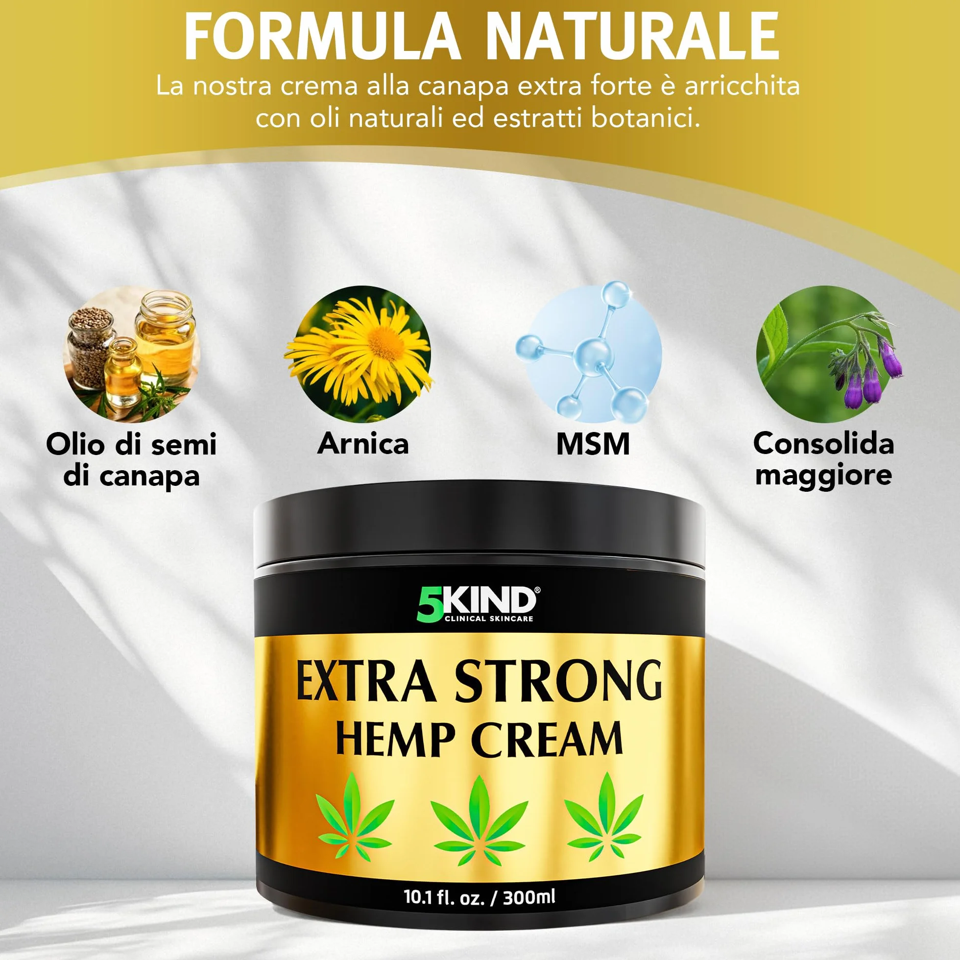 Crema alla canapa extra forte 5Kind 300 ml Ingredienti naturali per tutti i tipi di pelle