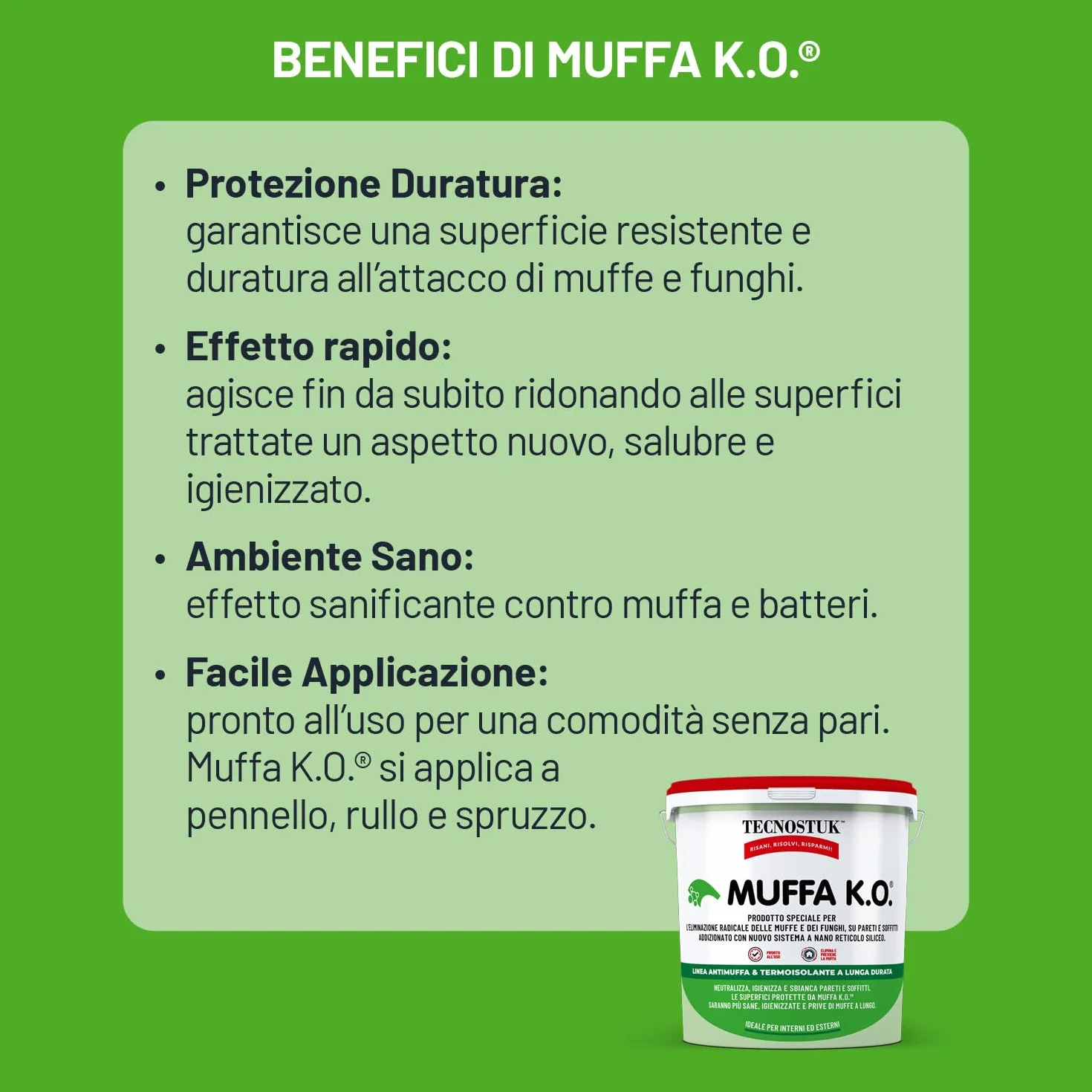 TECNOSTUK Muffa K.O. 3 L. Fondo Speciale Antimuffa e Termoisolante Classe A+