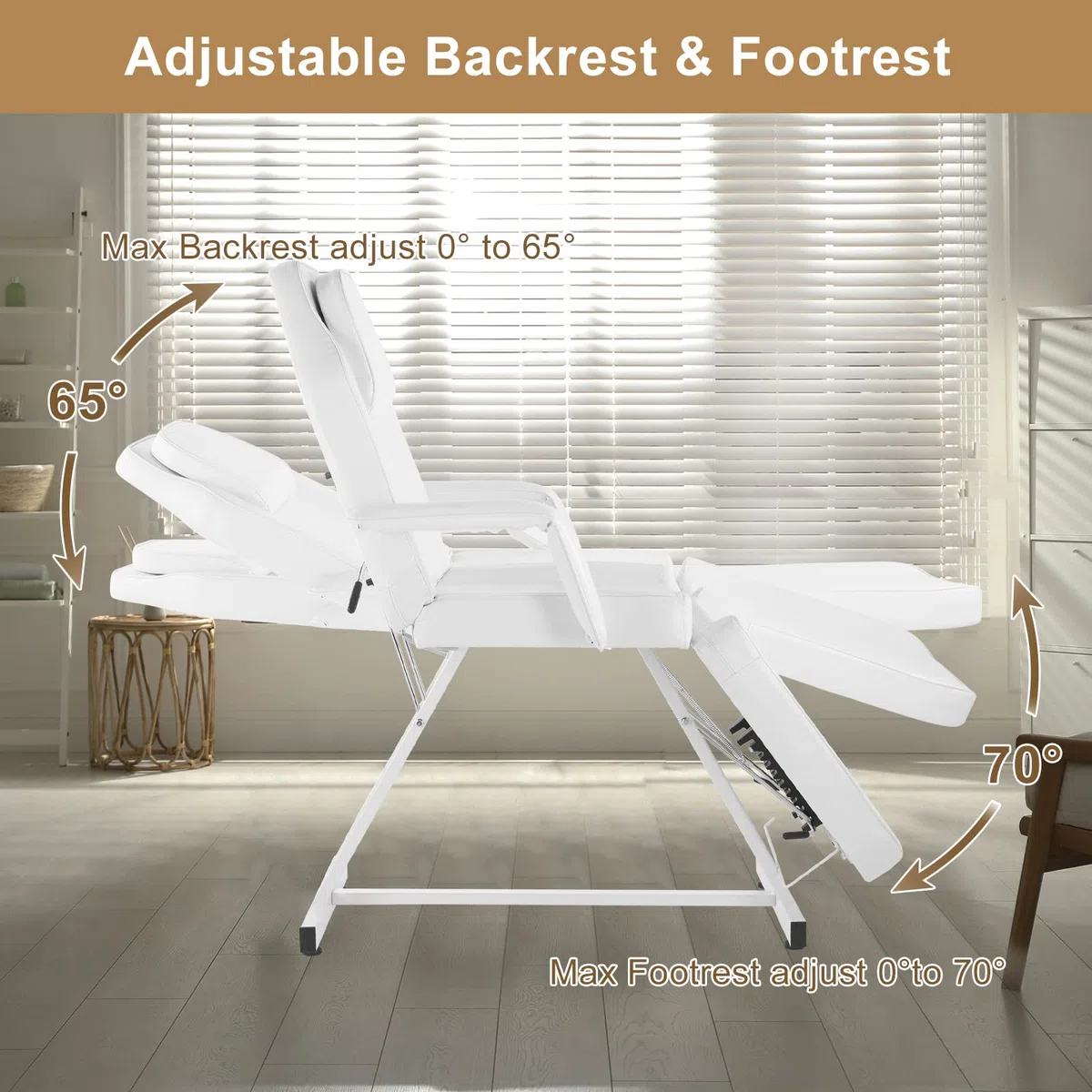 Bonnlo Sedia Tatuaggio Massaggio Letto Estetista Sedia Letto Facciale Versatile Attrezzature Salone di Bellezza Spa Parrucchiere, Bianco