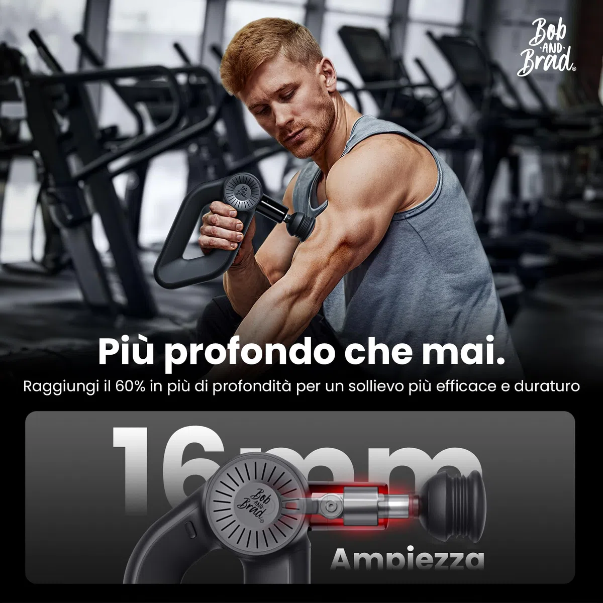 Bob and Brad D6 Ultra Pistola Massaggio Muscolare Potente con Funzione Calore e Infrarossi, 16mm Ampiezza Massaggiatore a Percussione per Tessuti Profondi, Display OLED, Ideale per Regalo