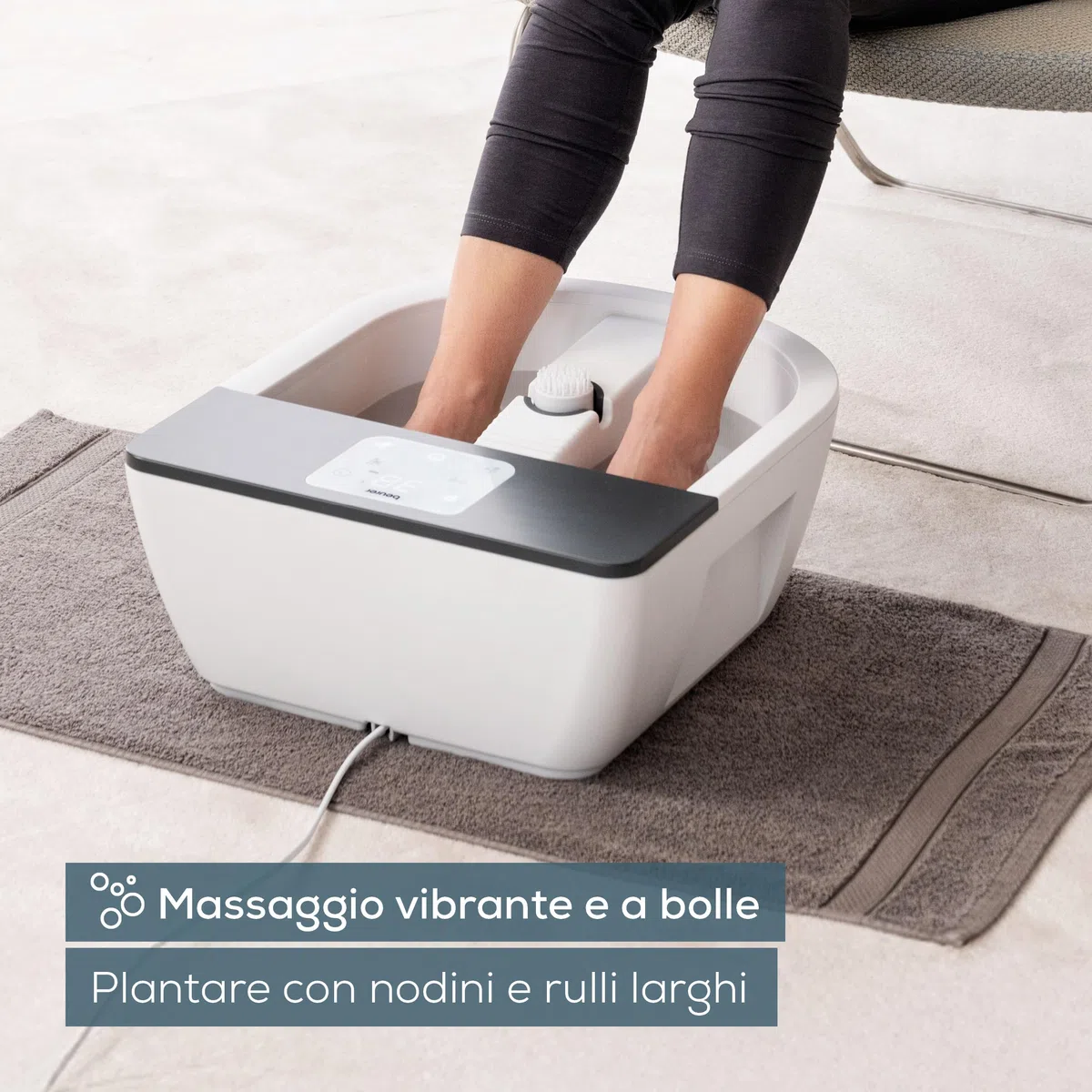 Beurer Foot Spa FB 60, Idromassaggiatore Plantare con Riscaldamento dell'Acqua, Idromassaggio, Massaggio Vibrante e 3 Zone di Temperatura