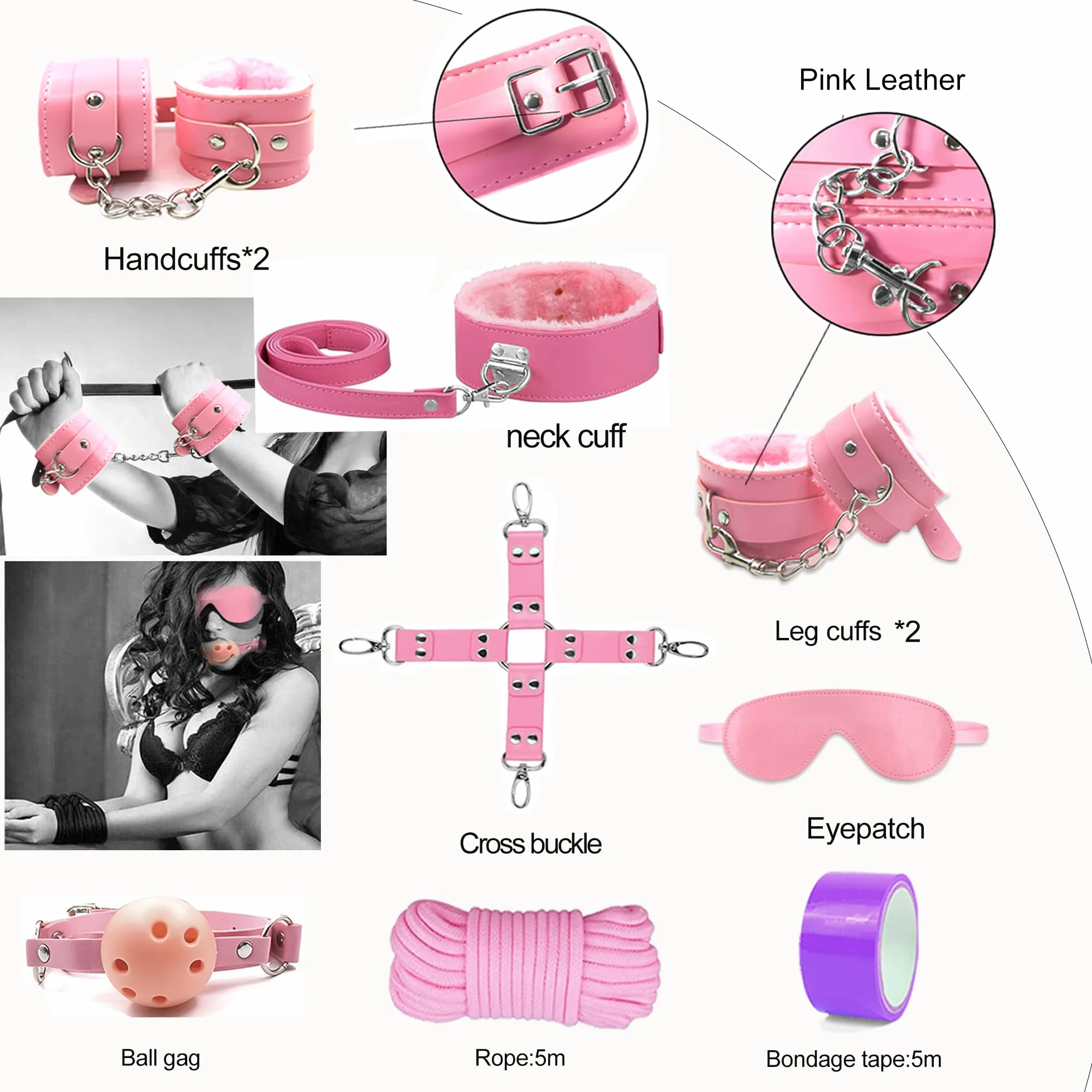 BDSM Set 32 pezzi giocattoli sessuali per coppie con manette bondage e plug anale