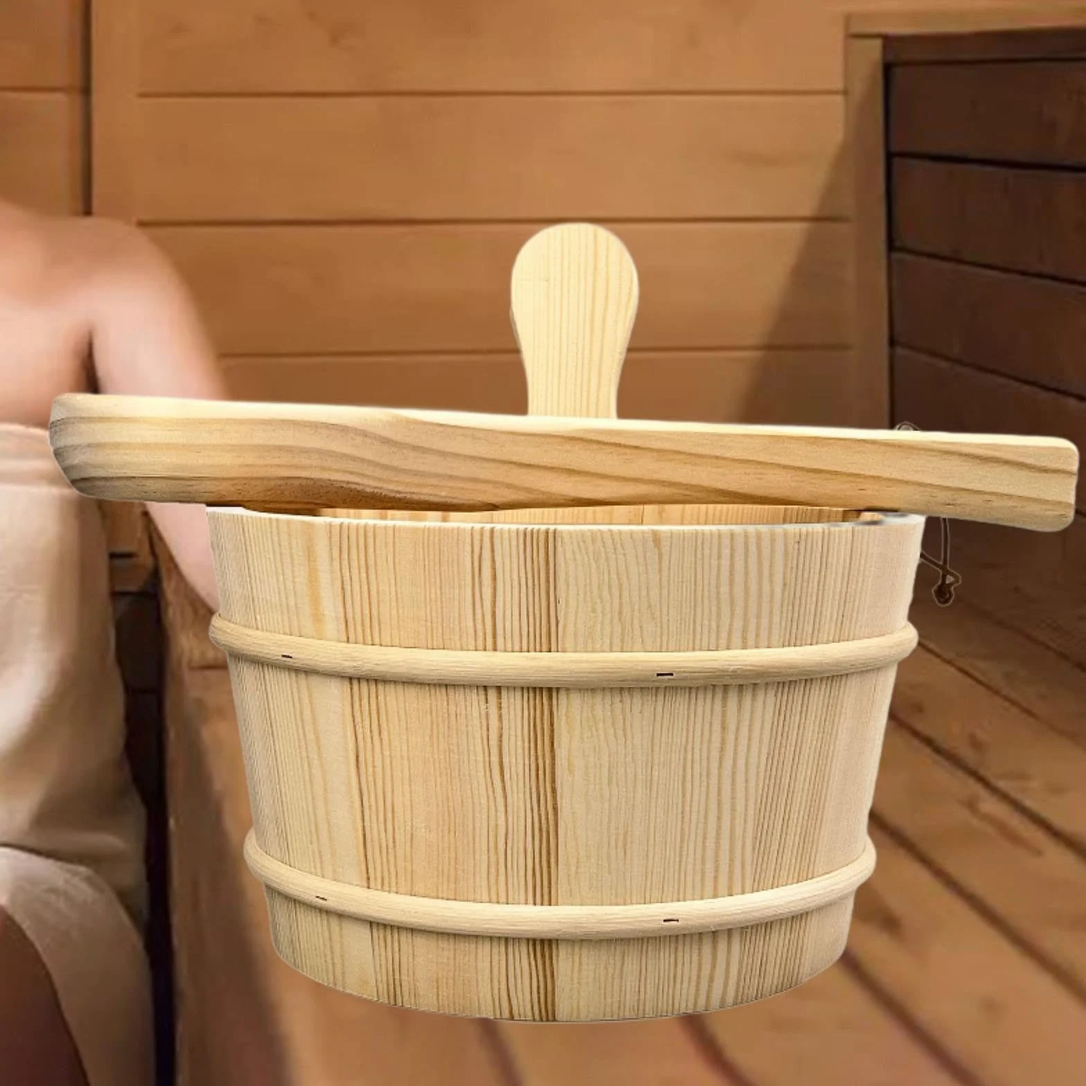 Set secchi legno sauna 5 litri accessori bagno SPA vasca