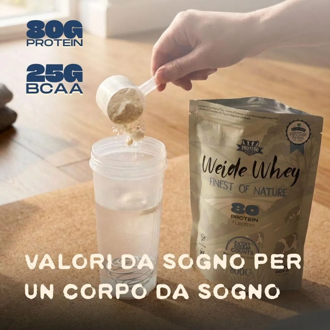 Protero Weide Whey Protein 80 | Polvere proteica neutra in latte di salice da 2 kg | Proteine senza additivi artificiali, senza soia