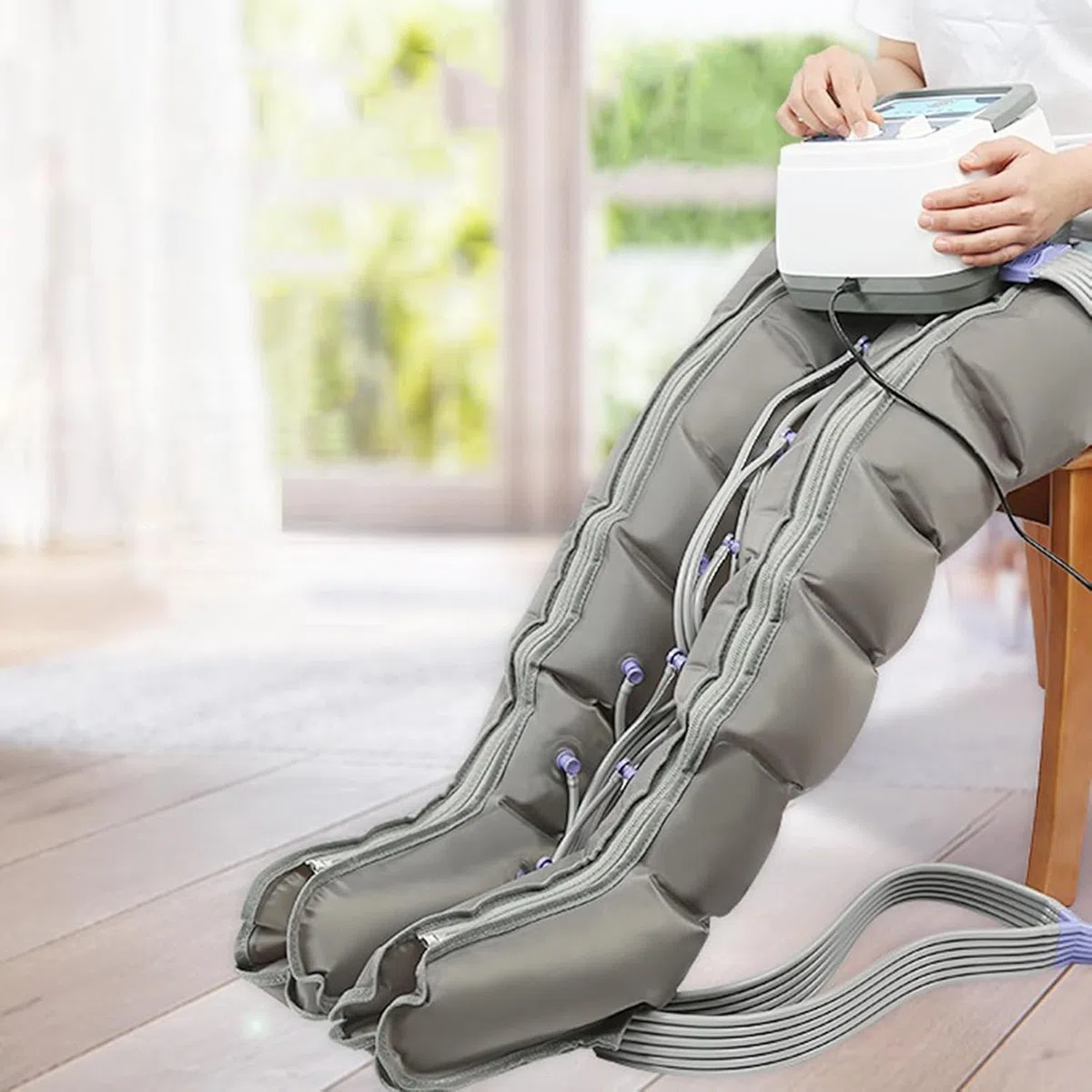 Massaggiatore per gambe per lipedema Macchina a compressione per gambe Massaggiatore per drenaggio linfatico Stivali a compressione per gambe per circolazione Massaggiatore per piedi e gambe