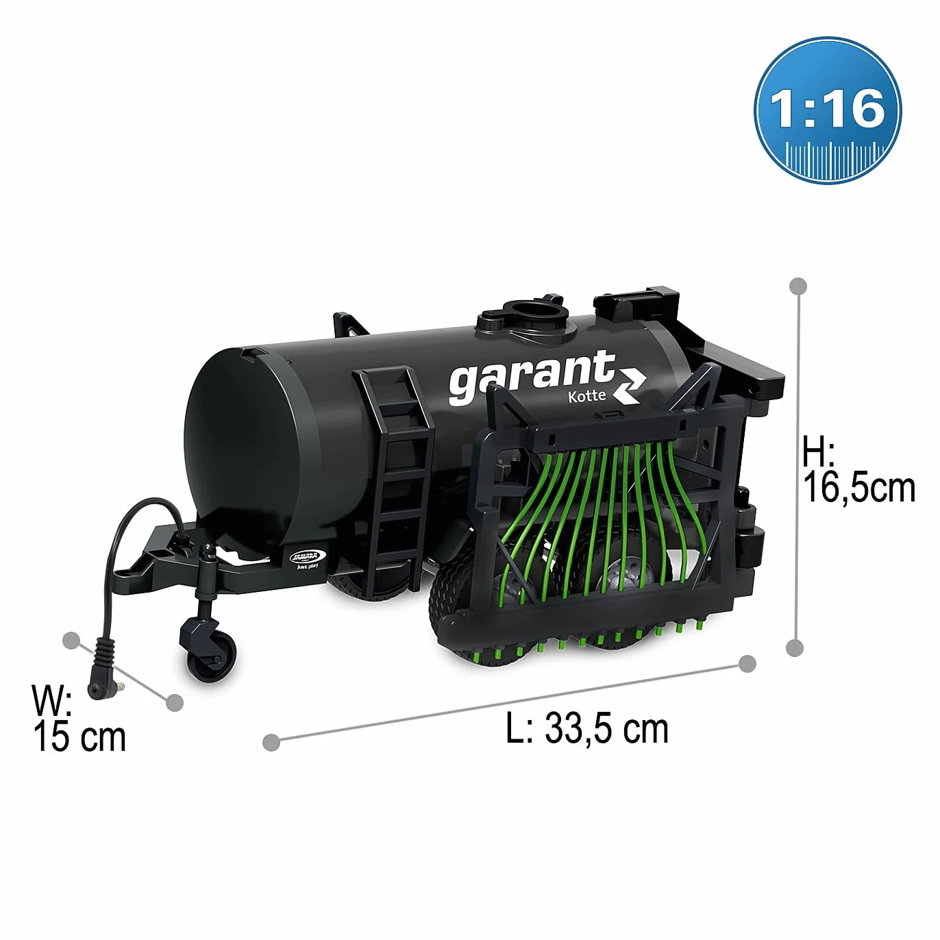 JAMARA Carrozzina con distributore di tubo, serbatoio 450 ml, spruzzatore on/off, gancio traino anteriore, distributore pieghevole manuale