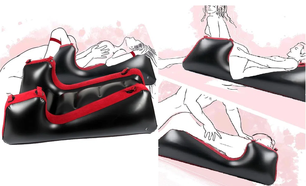 Multi posizioni Bondage Rampa Inflatable Poltrona Letto Sedia Gonfiabile Divano Lounge Gambe Diviso SM Sedia Cuscino Divano con Manette Caviglie