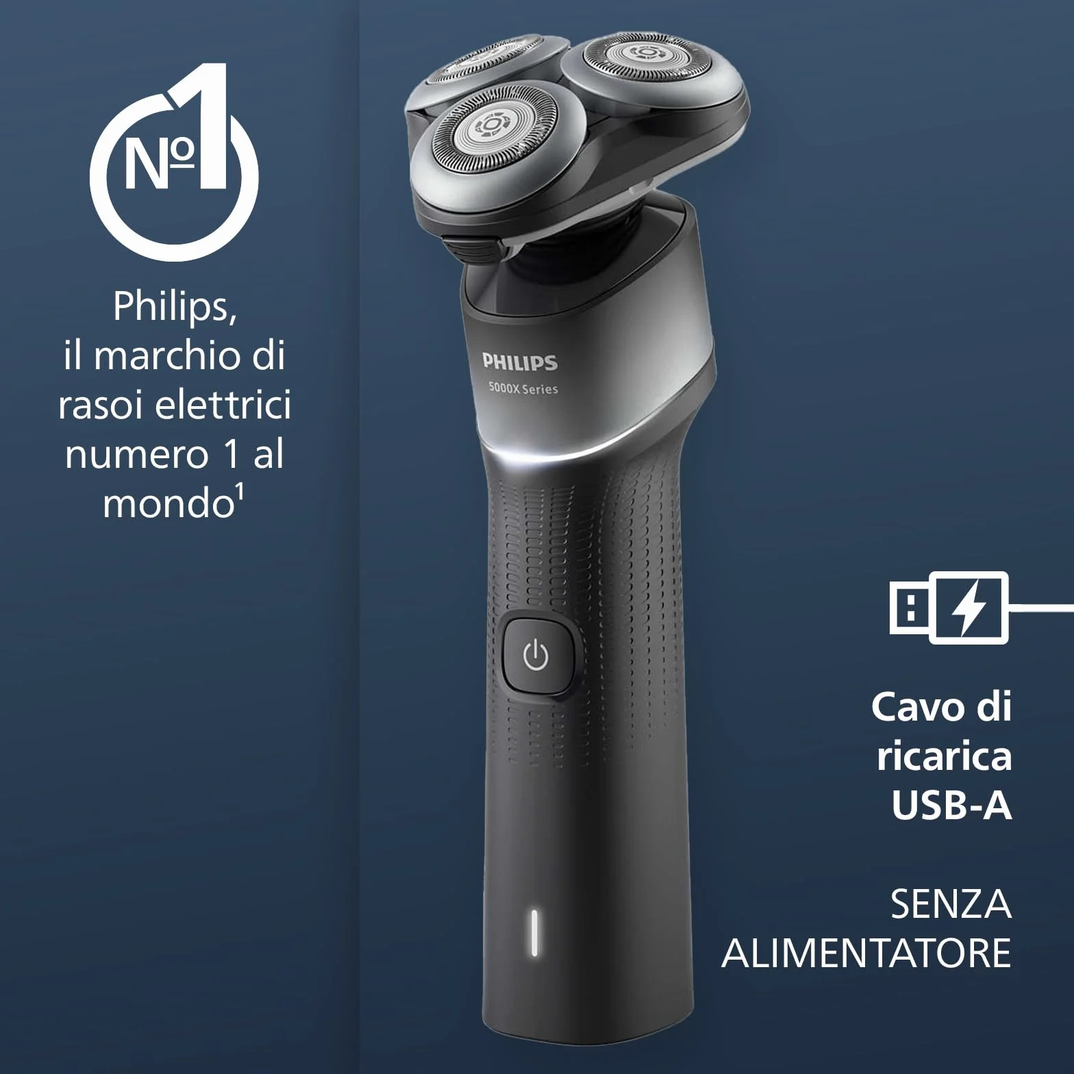 Philips Shaver 5000X Series Rasoio Elettrico Wet and Dry Skin Protect Testina Flessibile 360° Ricarica Rapida 5 Minuti Argento X5004/00