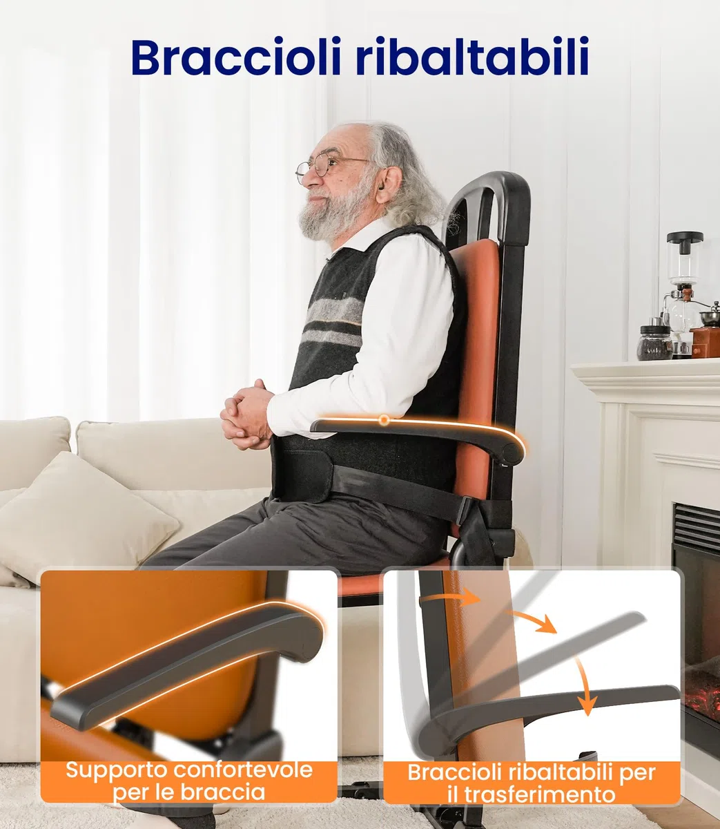VOCIC Poltrona elettrica AX15, stabile supporto per alzarsi dal pavimento con robusto telaio in acciaio, pieghevole e portatile, portata fino a 200 kg, ideale per anziani a casa e cura, ecopelle