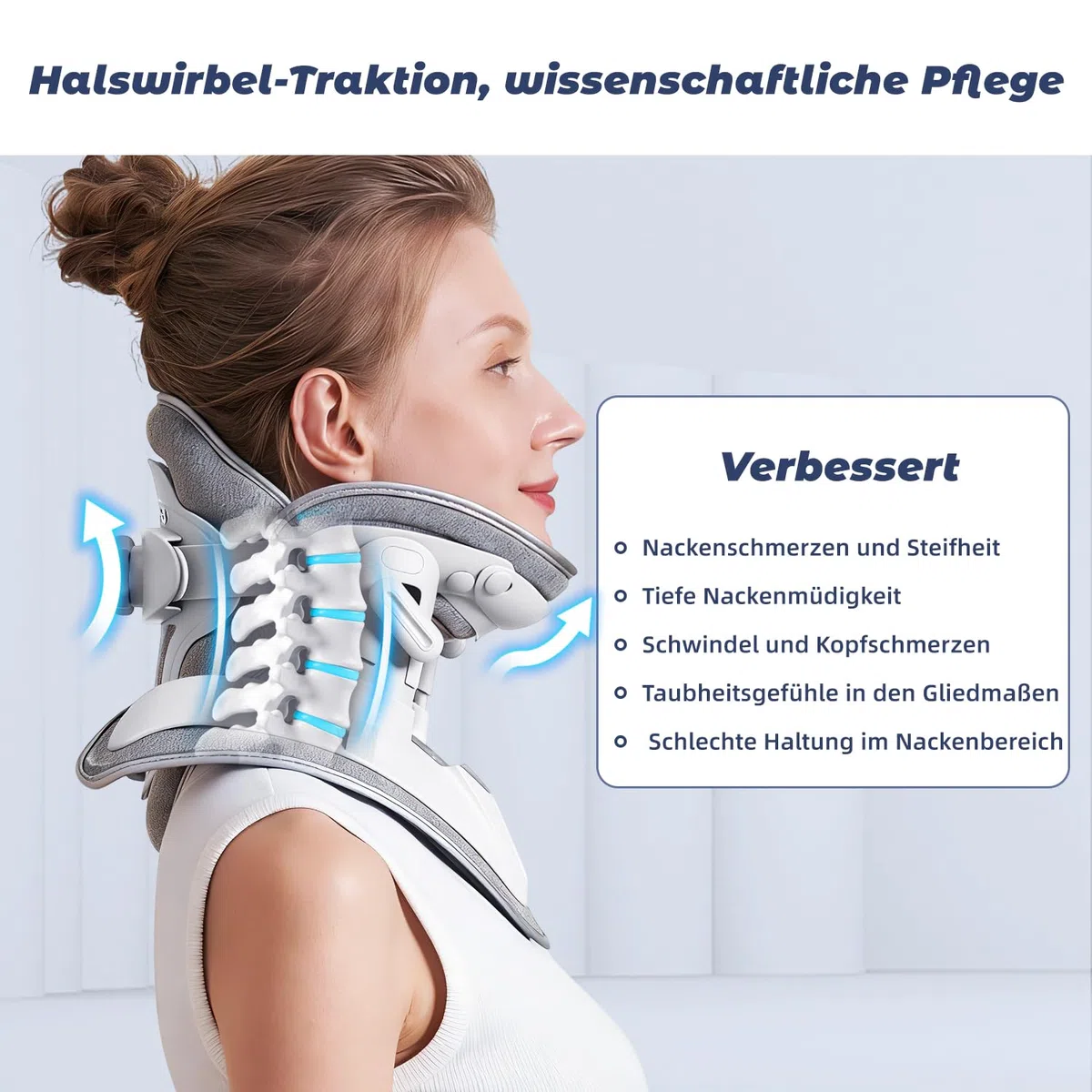 Dispositivo di trazione cervicale Holdsound, apparecchio per stretching e supporto del collo, strumenti regolabili per l'allungamento cervicale per uso domestico