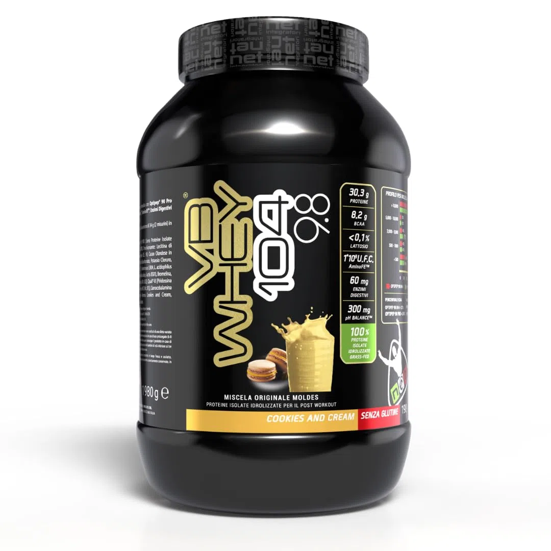 Net Integratori VB WHEY 104 9.8 Optipep - 1980g Cookie and Cream - Proteine Isolate Idrolizzate per via Enzimatica Con EAA e BCAA - Massimizza Sintesi Proteica Crescita e Mantenimento Muscolare